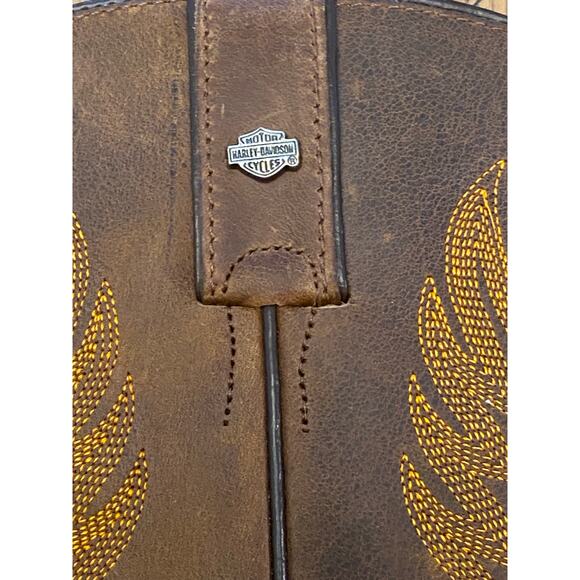 Harley‎ Davidson Brown Leather Western Cowboy Boots Men’s 8.5 Distressed main image 6